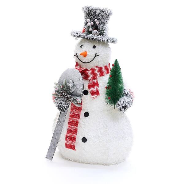祝開店！大放出セール開催中 H in. 35 LuxenHome White and Shovel Holding Snowman Frosted その他