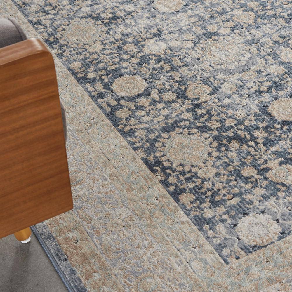 Ivory Floral Elegance 5' x 7' Synthetic Easy-Care Rug