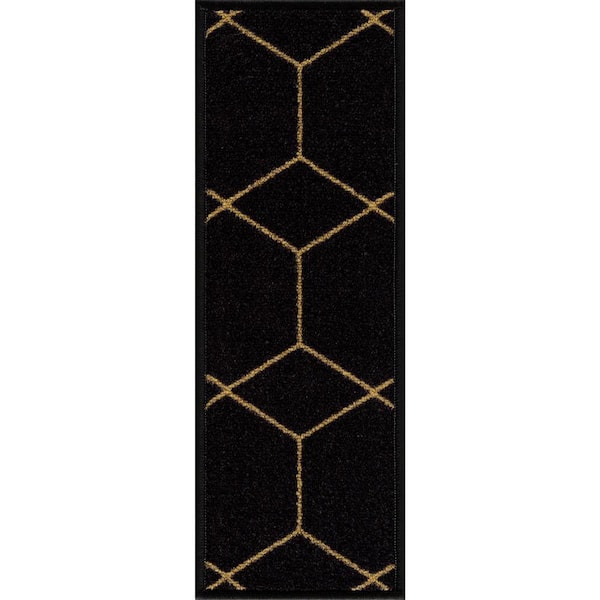 Hexagon Black 8.5 in. x 26 in. Nylon Stair Tread Cover (1 Piece)