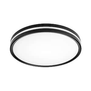 Ashburrow 15 in. Light Black Adjustable CCT Integrated LED Flush Mount with Night Light