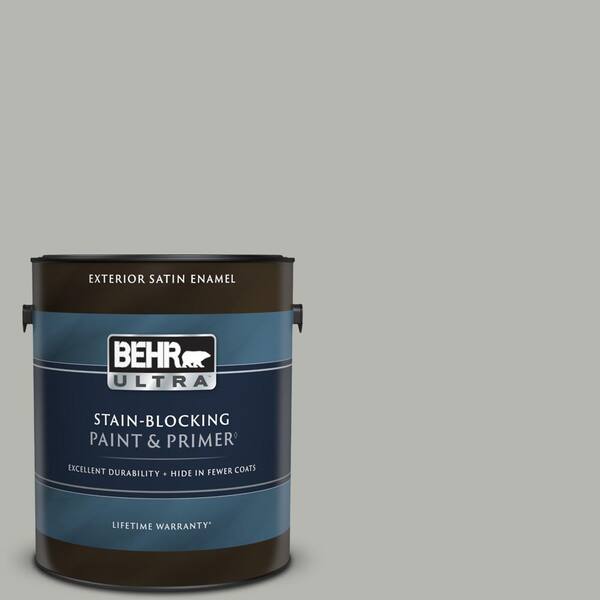 BEHR ULTRA 1 gal. Home Decorators Collection #HDC-MD-26 Sonic Silver Satin Enamel Exterior Paint & Primer