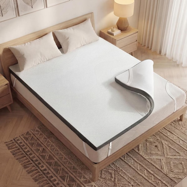 4 inch Gel Memory Foam Mattress Topper,Extra Firm Cooling Bed Topper,Ergonomic Support,CertiPUR-US Queen Size