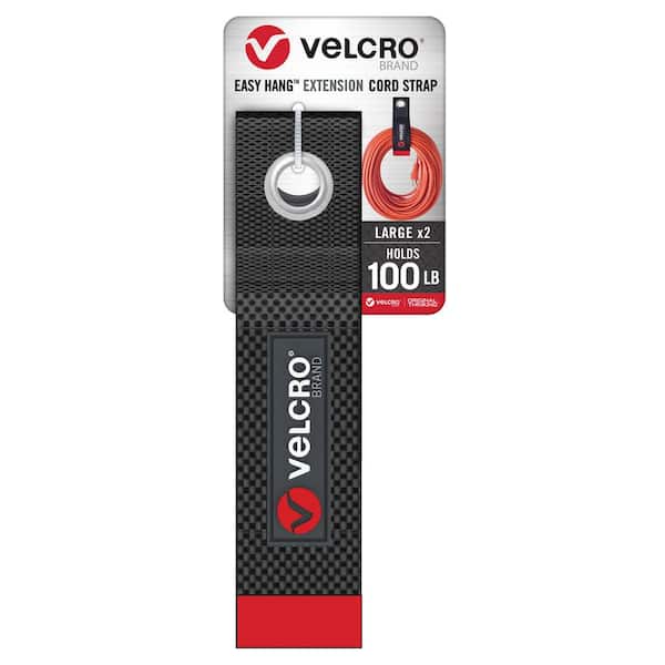 VELCRO 2 in. x 18 in. 2 ct 6/24 Easy Hang Extension Cord Strap Black