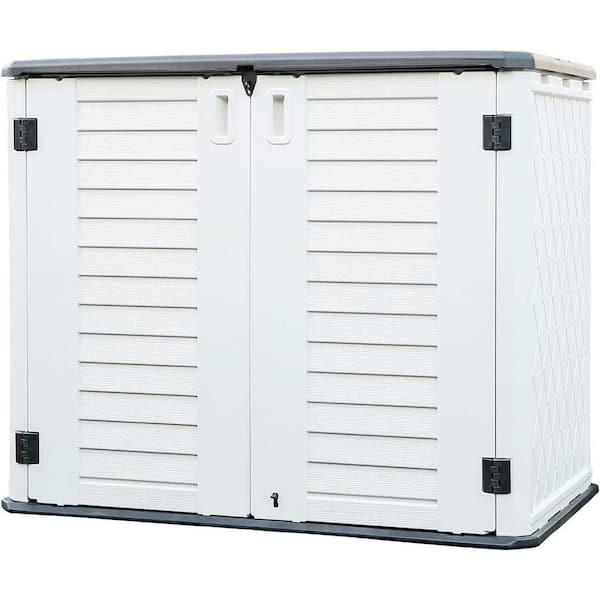 4.2 ft. W x 2.4 ft. D Outdoor Resin Storage Shed with Lockable Double Doors and Floor Panel(10 sq. ft. )