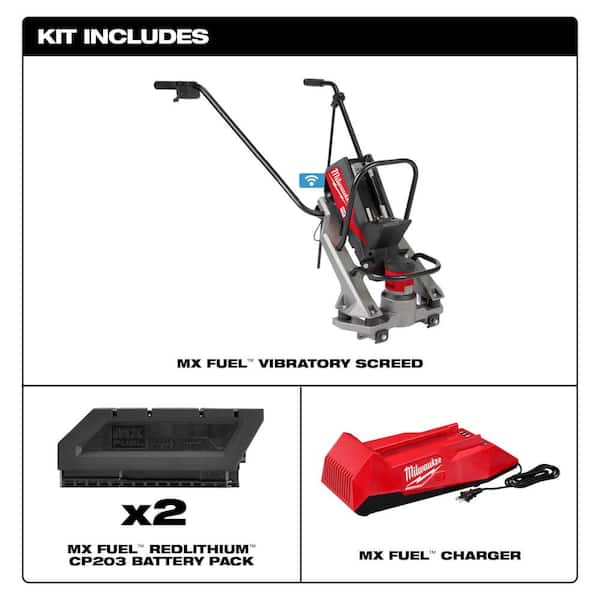 Milwaukee MX FUEL Lithium-Ion Cordless Vibratory Screed Kit with M18 FUEL 1 in. Cordless SDS-Plus Rotary Hammer Kit