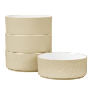 Colortex Stone Ivory 6 in., 20 fl. oz. Porcelain Cereal Bowls, (Set of 4)