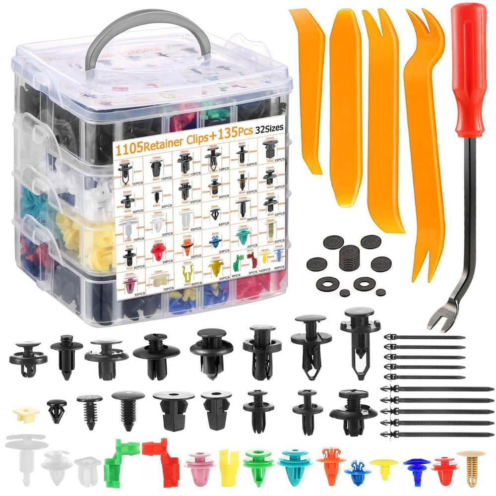 1240-Piece Car Push Retainer Clips Auto Fasteners Kit 32 Sizes Nylon Bumper Fender Rivets with Cable Ties Remover price history on PriceWatchPro