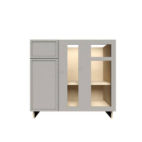 LIFEART CABINETRY Slim Shaker Assembled 36 in. W x 34.5 in. H x 24 in. D Blind Corner Base Kitchen Cabinet in Gray