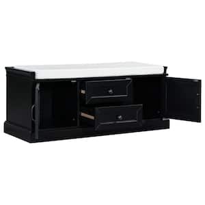 Angelique Black Storage Bench with 2-Drawer and Cabinets (42.5 in. W x 16 in. D x 17.5 in. H)