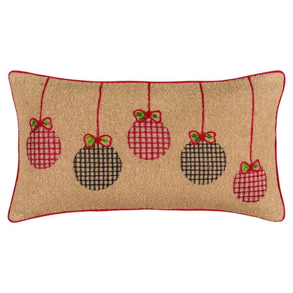 Natural Solid Polyester 14 in. x 26 in. Throw Pillow