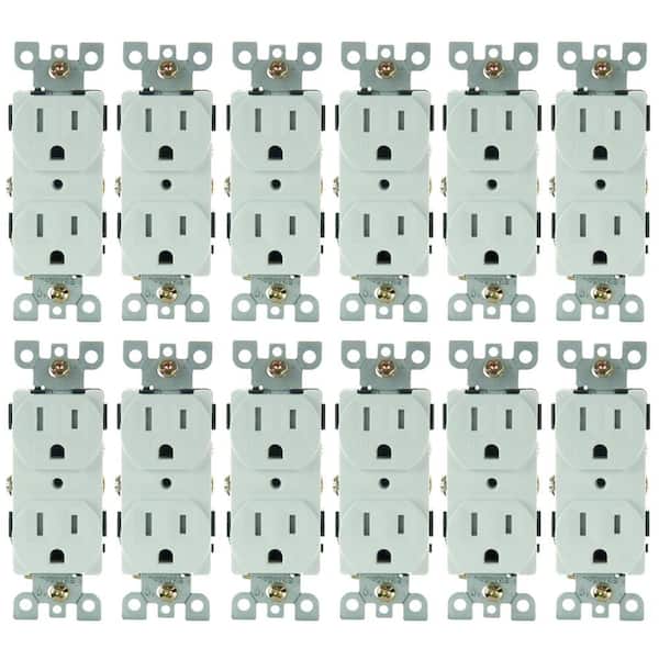 15 Amp 125-Volt Tamper Resistant White Duplex Outlet (12-Pack)