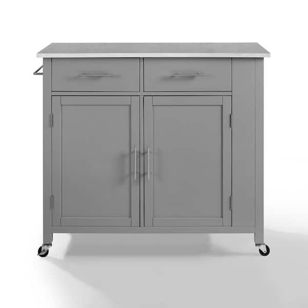 CROSLEY FURNITURE Savannah Gray with Stainless Steel Top Full-Size