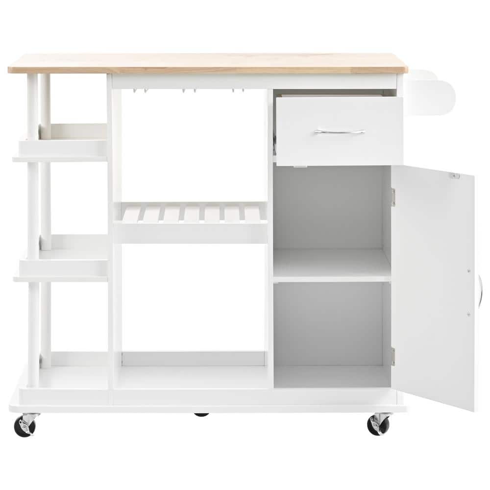 40 in. W x 17.5 in. D x 33.7 in. H White Rolling Linen Cabinet with Kitchen