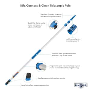 18 ft. Aluminum Telescoping Pole with Connect and Clean Locking Cone and Quick-Flip Clamps