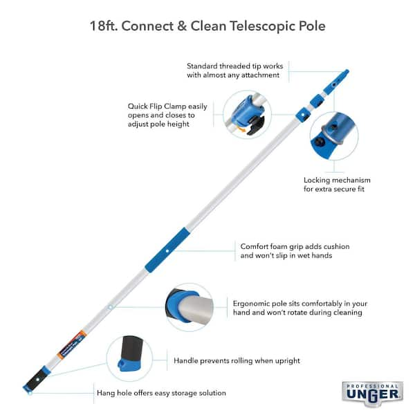 18 ft. Aluminum Telescoping Pole with Connect and Clean Locking Cone and Quick-Flip Clamps