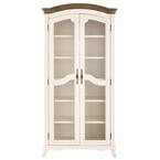 Provence Ivory Double Shelf bookcase with Ash Brown Top 72 in.