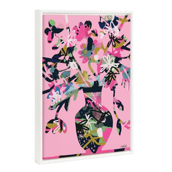 Kate and Laurel Sylvie Pinnacle Vase 1-Piece White Framed Canvas Art Print, 24.00 in. x 18.00 in.