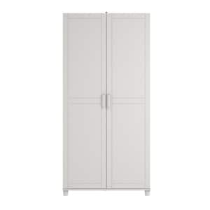 HDX Plastic Freestanding Garage Cabinet in Gray (27 in. W x 68 in. H x 15  in. D) 221874 - The Home Depot