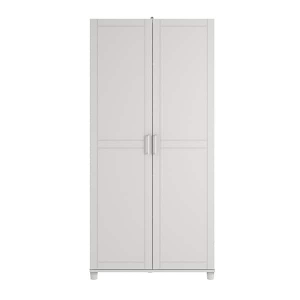 SystemBuild Evolution Wood Freestanding Garage Cabinet in White (36 in. W x 74 in. H x 15 in. D)