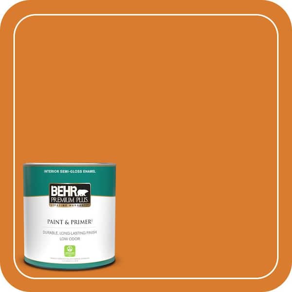 BEHR PREMIUM PLUS 1 qt. #270B-7 Bonfire Semi-Gloss Enamel Low Odor Interior Paint & Primer