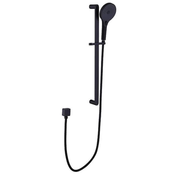 waterpar 1-Spray Handheld Shower Head with Slide Bar in Matte Black