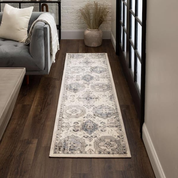 Aurora Pearl 2 ft. 1 in. x 7 ft. 6 in. Traditional Ornamental Khotan Runner Rug