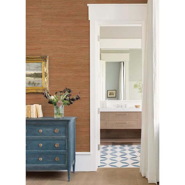 Shuang Coral Handmade Grasscloth Non-Pasted Grass Cloth Wallpaper