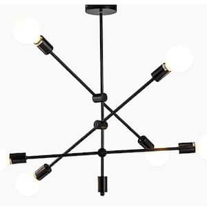 6-Light Bronze Cluster Chandelier for Kitchen Bedroom with No Bulbs Included