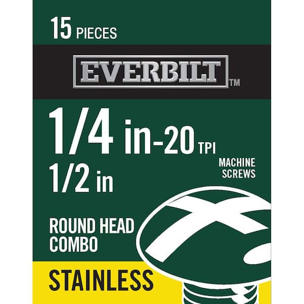 Everbilt 1/2 in.-20 x 1/2 in. Phillips-Slotted Round-Head Machine Screws (15-Pack)