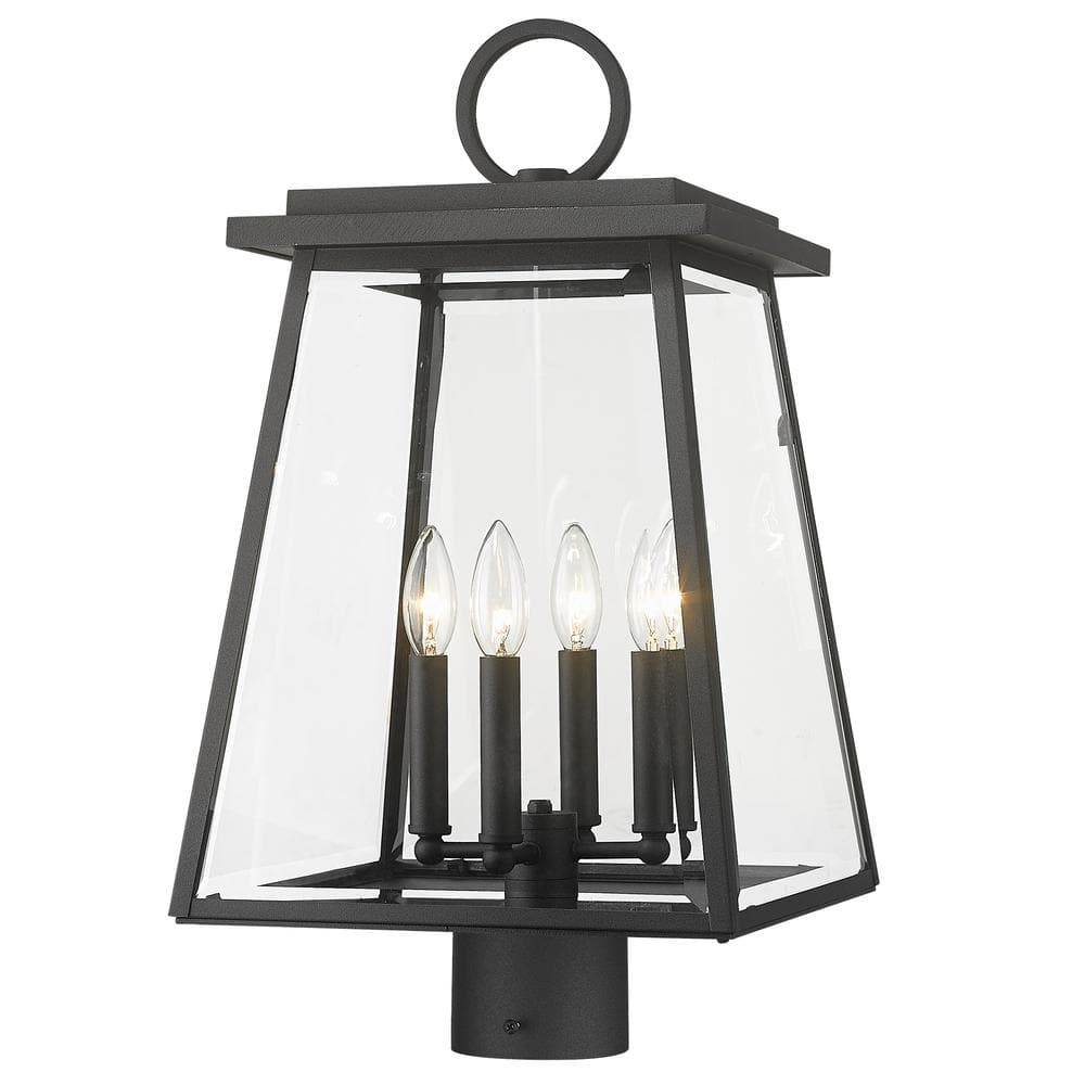 Broughton 4-Light Black Aluminum Hardwired Outdoor Weather Resistant Post L