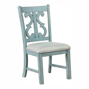 Wicks Antique Light Blue and Dark Oak Padded Dining Chair (Set of 2)