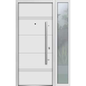 1705 50 in. x 80 in. Left-Hand/Inswing White Enamel Steel Prehung Front Door with Hardware