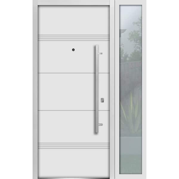 VDOMDOORS 1705 52 in. x 80 in. Left-hand/Inswing White Enamel Steel Prehung Front Door with Hardware