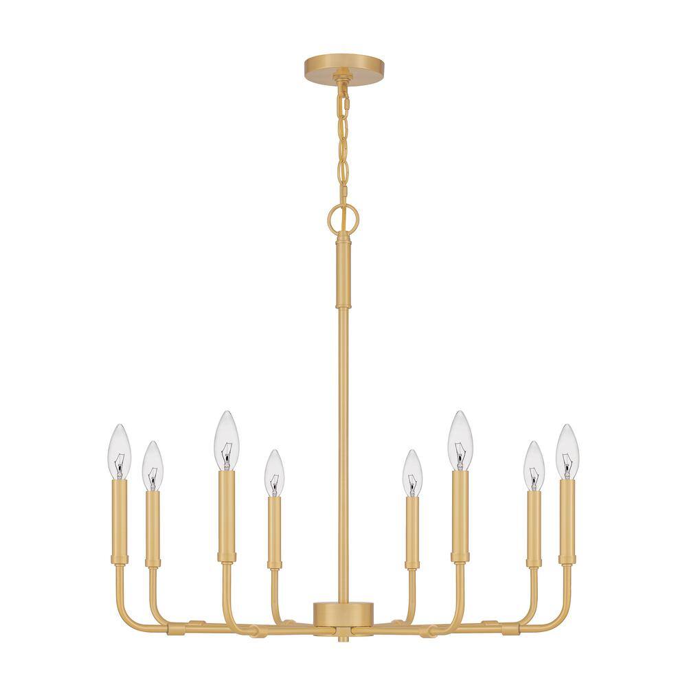Aged Brass 8-Light Candle Chandelier with Steel Frame