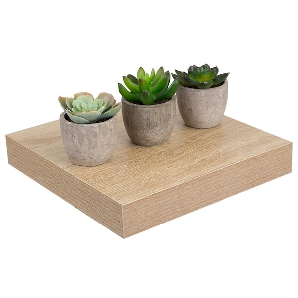 Home Basics Short Rectangle Floating Shelf in Oak