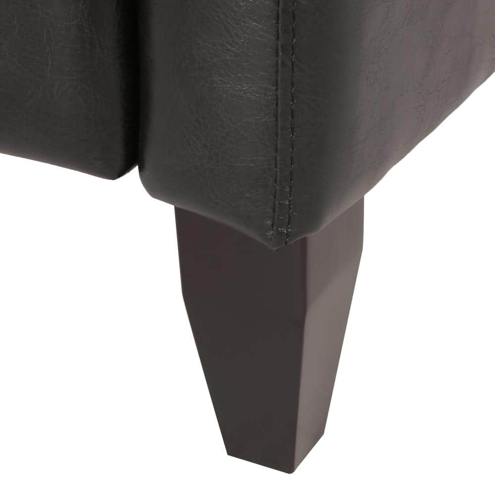 Midnight Black and Dark Brown Faux Leather Recliner