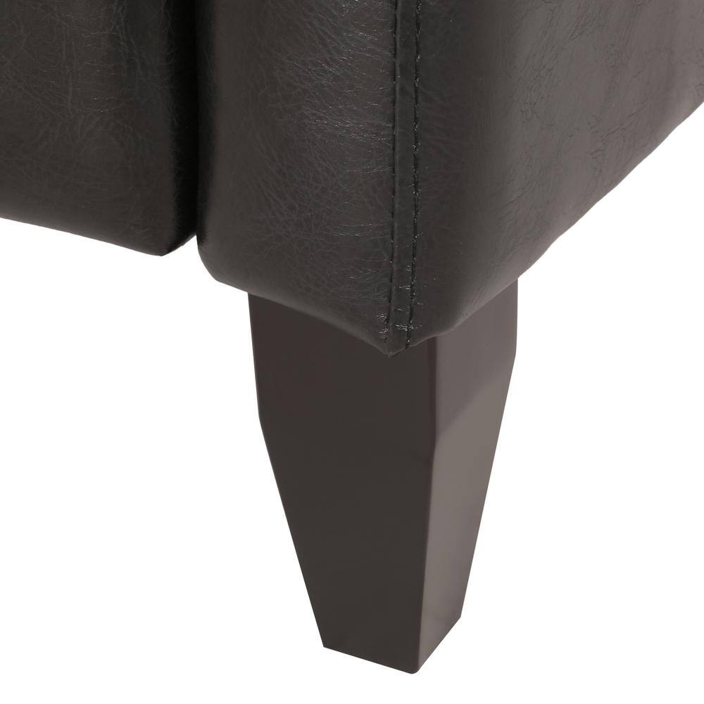 Midnight Black and Dark Brown Faux Leather Wood Recliner Set