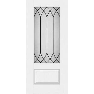 Regency 36 in. x 80 in. Universal Handing 3/4 Lite Spire Decorative Glass Unfinished White Fiberglass Front Door Slab