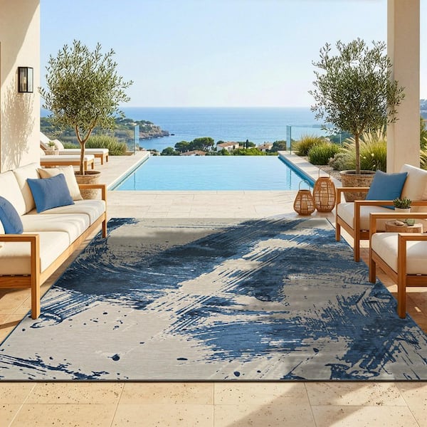 Castille Canvas Orion 8 ft. x 11 ft. Abstract Indoor/Outdoor Area Rug