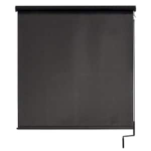 Moonstone Dark Brown Cordless Outdoor Patio Roller Shade with Valance 72 in. W x 96 in. L