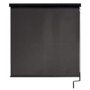 Moonstone Dark Brown Cordless Outdoor Patio Roller Shade with Valance 84 in. W x 96 in. L