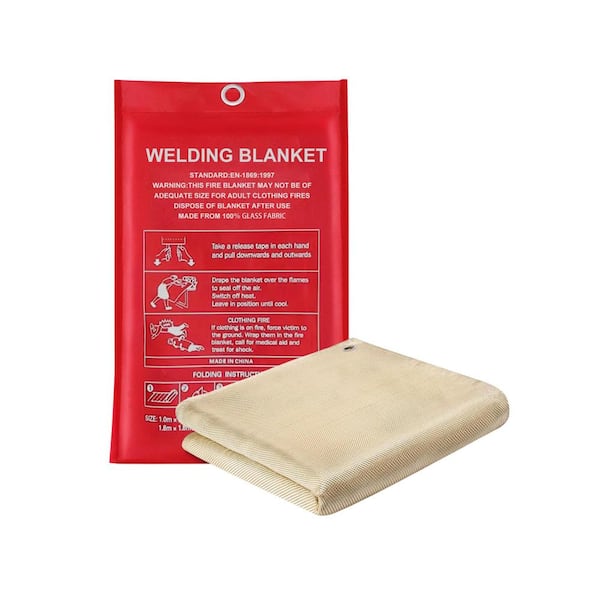Thickened Fiberglass Welding Blanket Heat Resistant Insulation Fire Blanket with Grommets 4 x 6 ft. for Grill Industrial