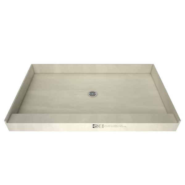Tile Redi Redi Base 54 in. L x 30 in. W Alcove Single Threshold Shower Pan Base with Center Drain in Polished Chrome