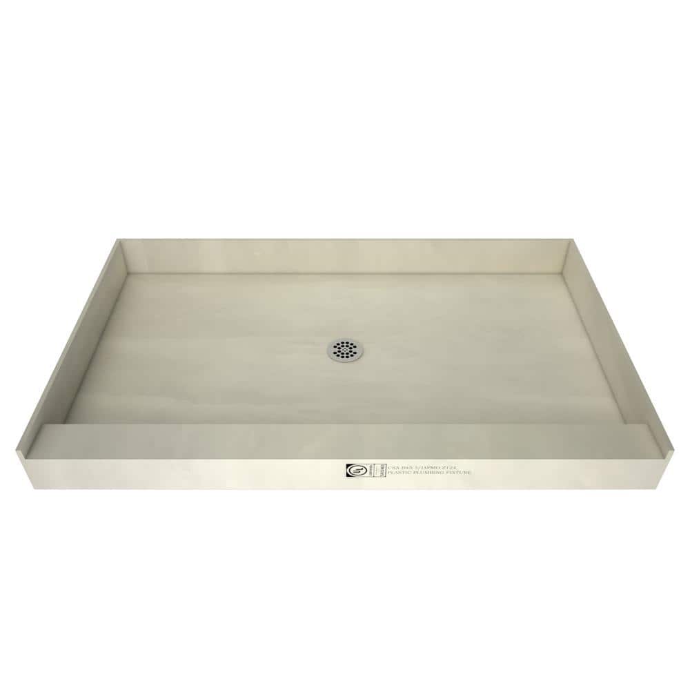 Polished Chrome 36" x 48" Rectangular Shower Base with Integrated Seat