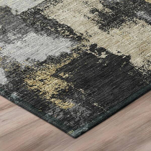 Chantille Machine Washable Indoor/Outdoor Abstract ACN2913 Black 10 ft. x 14 ft. Area Rug