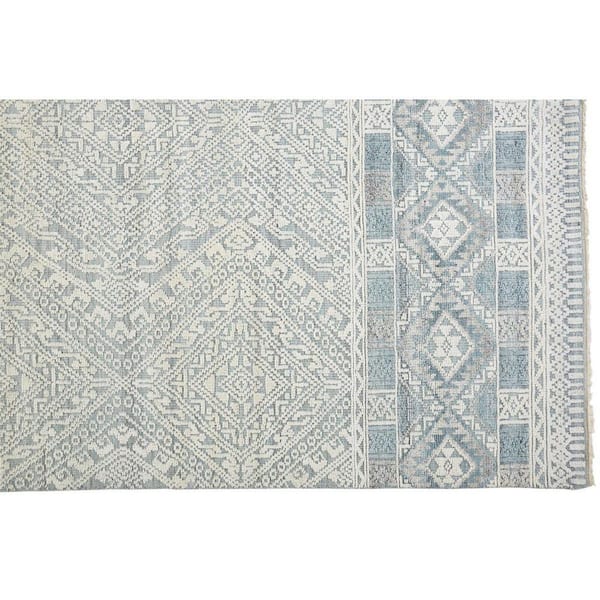 2 ft. x 3 ft. Ivory, Blue Geometric Area Rug