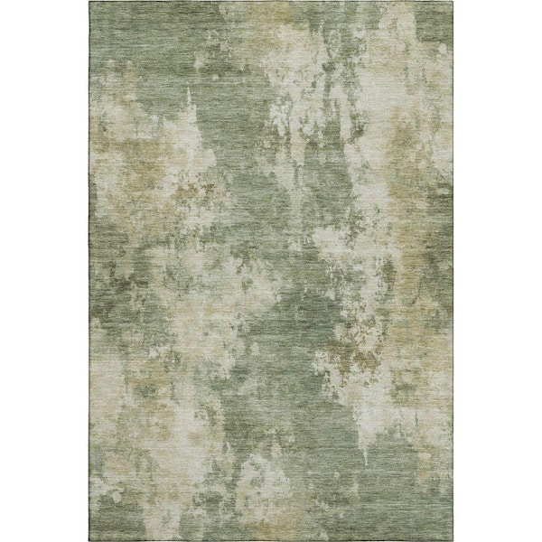 Mayfield Premium Machine Washable Abstract AMF2066 Sage 3 ft. x 5 ft. Area Rug