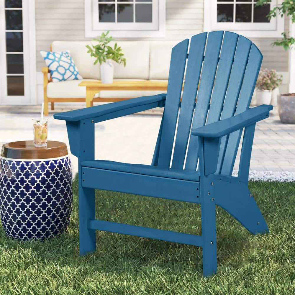 Hampton bay adirondack classic midnight navy blue outdoor patio folding wood deals chair