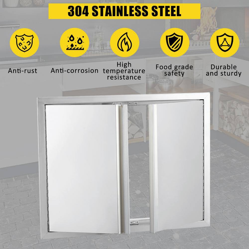 36" x 24" Silver Stainless Steel Double Door Outdoor Kitchen Cabinet