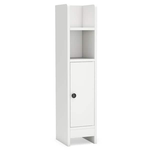 Slim Corner Bathroom Cabinet, Single Door with Adjustable Shelf, Space-Saving Organizer